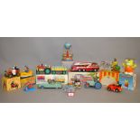 Quantity of assorted tinplate, plastic and battery operated toys, including Coney Island Scooter,