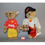 Two Steiff teddy bears: Pirate, blonde, height 38cm; Save the Children Ted, blonde, height 32cm.