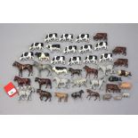 40 x hollowcast farm animal figures, mostly cows and horses, mainly by Britains. F-G+.