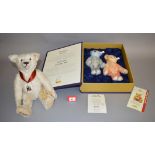 Two Steiff teddy bears: 670152 Margarete Steiff Jubilee Bear; 670367 Hello Goodbye Bear Set.