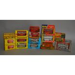 Thirteen boxed and carded diecast model buses by Dinky,