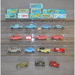Fourteen unboxed playworn Tri-ang Spot On diecast model cars including variants of the Ford Zodiac,
