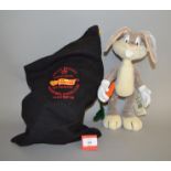 Steiff Bugs Bunny, ltd.ed. 1369/2500, with certificate label attached, in black bag.