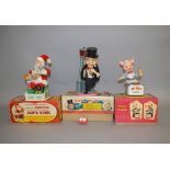 Three battery operated toys: Yonezawa (Japan) Piggy Cook; Maruyoshi (Japan) Good Time Charlie;