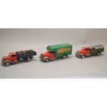 Three unboxed Tri-ang Minic clockwork tinplate vehicles,