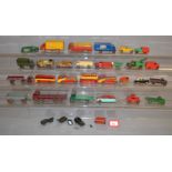 A quantity of unboxed playworn Dinky Toys, with repainting to some,