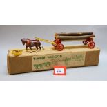 A boxed Crescent Toys Timber Waggon diecast model, including red carriage,