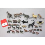 A small quantity of vintage semi flat metal animal figures including various dogs and rabbits