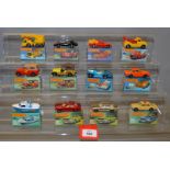 Twelve boxed Matchbox 1-75 series 'Superfast' diecast models including 45b BMW, 49c, 52b,