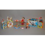 Four boxed tinplate toys with clockwork mechanisms, MS134 Aircraft, 'Kitty playing Ball',