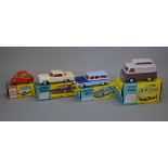 Four boxed Corgi Toys diecast models, 230 Mercedes Benz in cream,