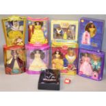 Nine Mattel Walt Disney Beauty and the Beast dolls: Signature Collection Belle in trade box;