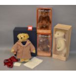 Teddy bears: Merrythought Diana Bear; Steiff Ralph Lauren Polo Bear;