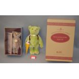 Two Steiff teddy bears: 407154 Teddy Rose 1925; 420139 School Starter Bear, appears unopened.