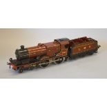 O Gauge. An unboxed Hornby clockwork 4-4-0 LMS maroon 'Compound' No.