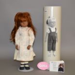 Gotz Sasha Angela (9508002) doll with titian hair and blue eyes dressed in original white lace