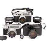 Three Yashica Rangefinder Cameras.