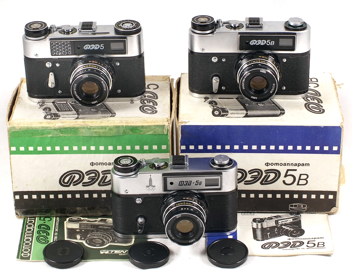Three Uncommon FED 5 Cameras, inc Olympics Model. FED-5B 1980. With ...