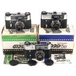Three Uncommon FED 5 Cameras, inc Olympics Model. FED-5B 1980. With lens cap & case.