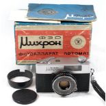 Rare FED MICRON, 1973, lens cap, case, manual, passport & box. HELIOS-89 1.9/30.