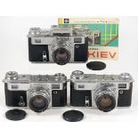 Three Kiev 4 35mm Cameras. KIEV 4A, 1962JUPITER-8M 2.