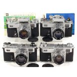 Four Kiev 4 Cameras. Comprising KIEV 4 (Type 3) 1979. JUPITER-8M 2.0/53. Lens cap, case & manual.