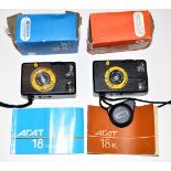 Two AGAT Half Frame Compact 35mm Cameras. (condition 3F).