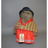 Gabrielle Designs Paddington Bear Aunt Lucy, wearing black hat, colourful shawl,