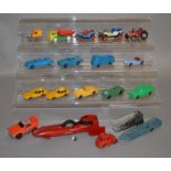 A small quantity of unboxed playworn plastic and rubber models by Tri-ang, Wiking,