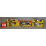 Five boxed Corgi Toys diecast model Racing Cars, 150 Surtees, 154 Ferrari,
