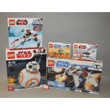 Five Lego Star Wars sets: 8083; Rebel Trooper Battle Pack; 8014 Clone Walker Battle Pack;