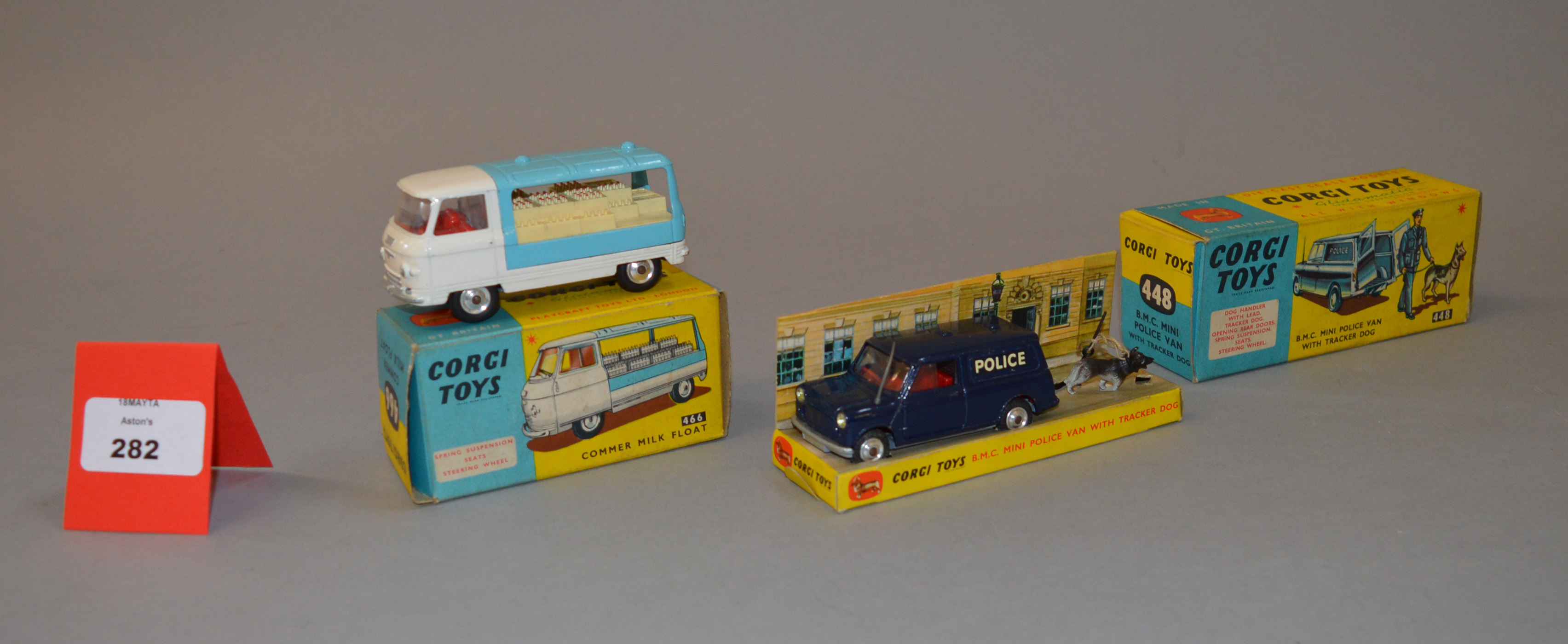 Two boxed Corgi Toys diecast models, 466 Commer Milk Float, G+ in G box together with 448 Police B.