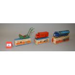 A boxed Dinky Toys 504 Foden Tanker (1st type) diecast with violet blue cab, mid blue flash,