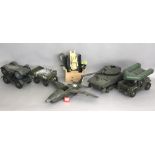 Eight vehicles for Palitoy Action Man vehicles, including Assault Craft.