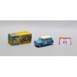 A boxed Corgi Toys, 227 Morris Mini Cooper 'Competition Model', in blue with white roof,