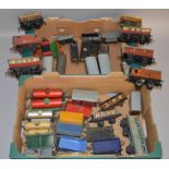 O gauge. Mainly Hornby, 41 x coaches and rolling stock including tipping wagons. P-F, unboxed.