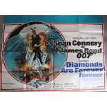 "Diamonds Are Forever" 1971 1st release original British Quad film poster starring Sean Connery as