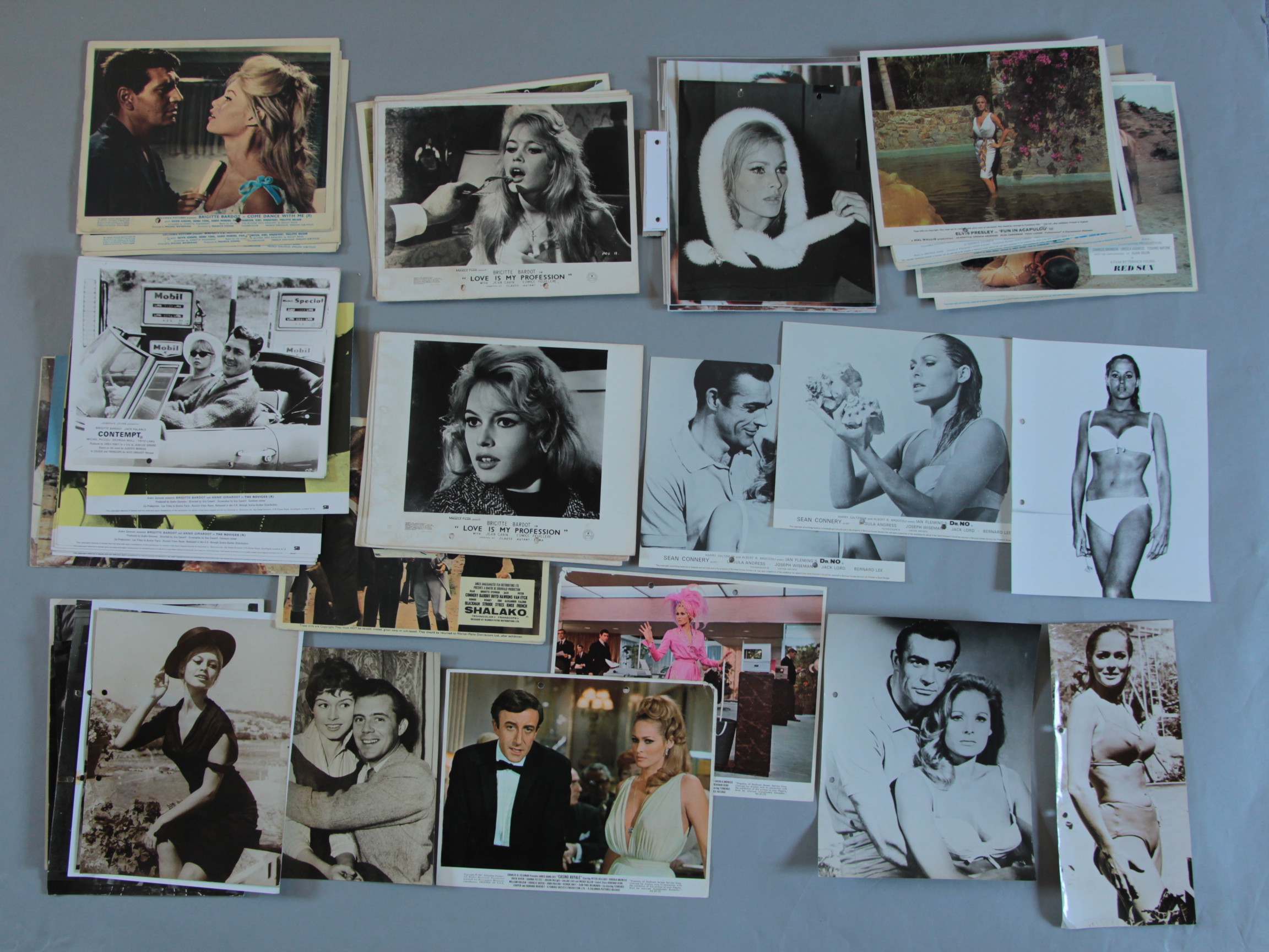 Brigitte Bardot and Ursula Andress photos and lobby cards (part sets),