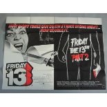 Friday the 13th Part I & Part II British Quad Film Poster Double Bill 30" x 40" in folded condition.