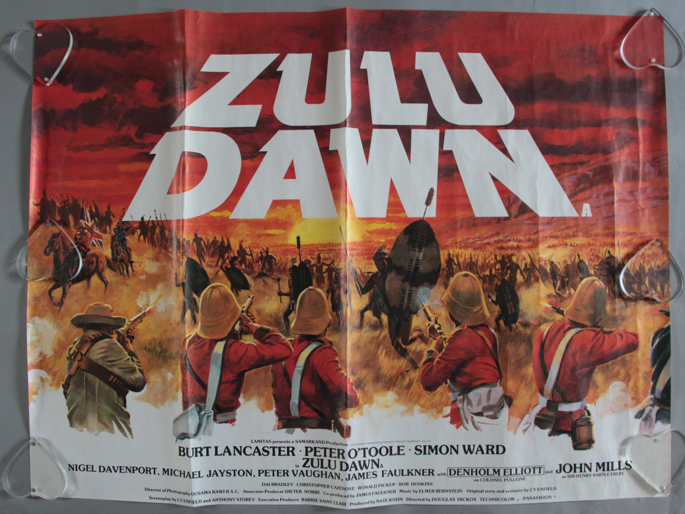Ten vintage British Quad film posters including Zulu Dawn, Straw Dogs / Death Weekend (double-bill),