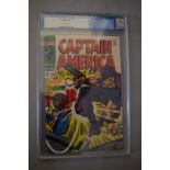 Marvel Captain America #108 9.2 CGC grade comic book from 1968 with cover art by Jack Kirby.
