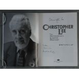 Christopher Lee signed book "The Authorised Screen History" also signed by the author,