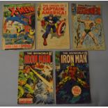 Marvel comics including Ironman No 1 (UK cover stamp), 4 plus Submariner No 1 (Uk cover stamp),