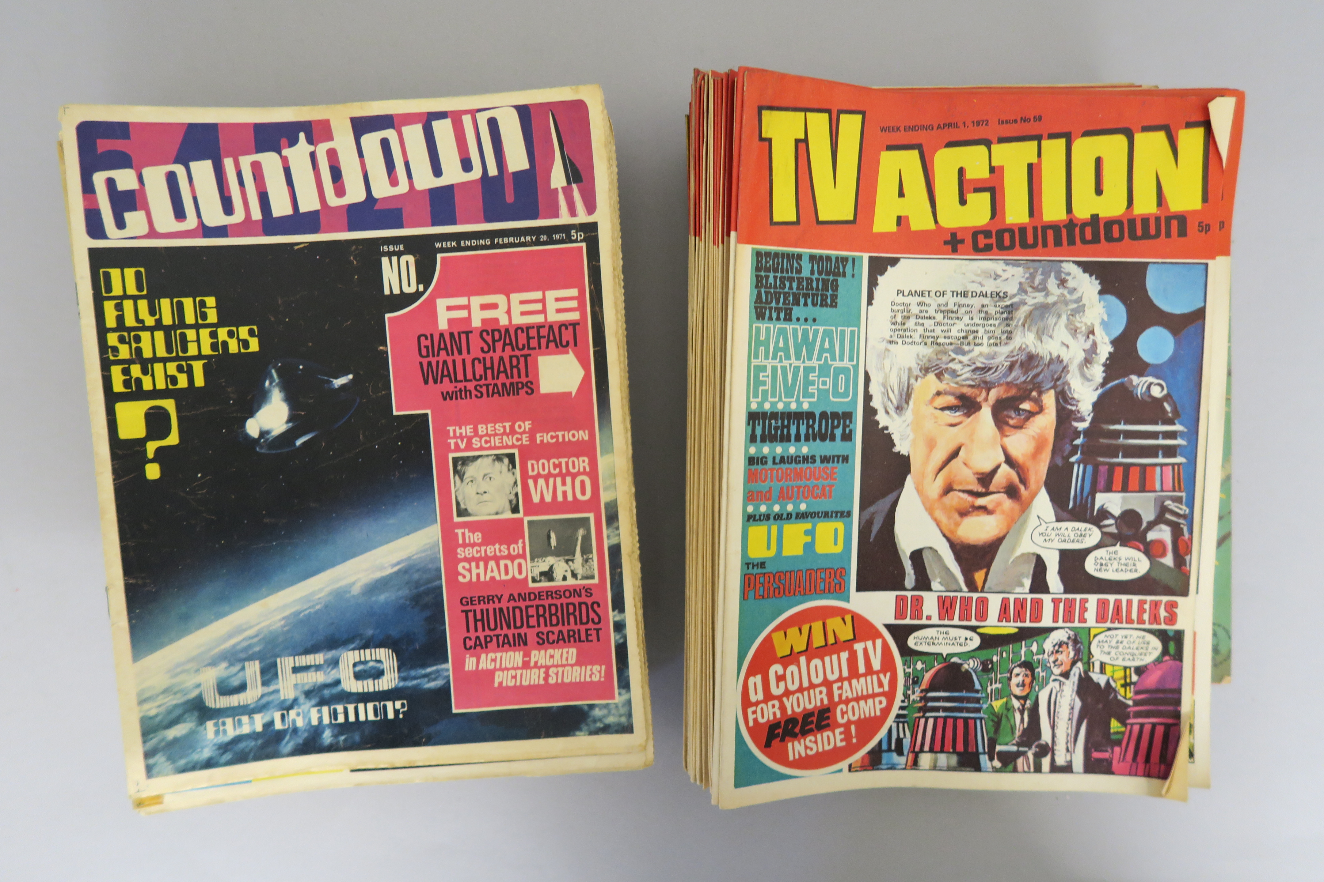 Box of comics from the UK inc Countdown no 1 from 1971 thru 58, plus T.V.