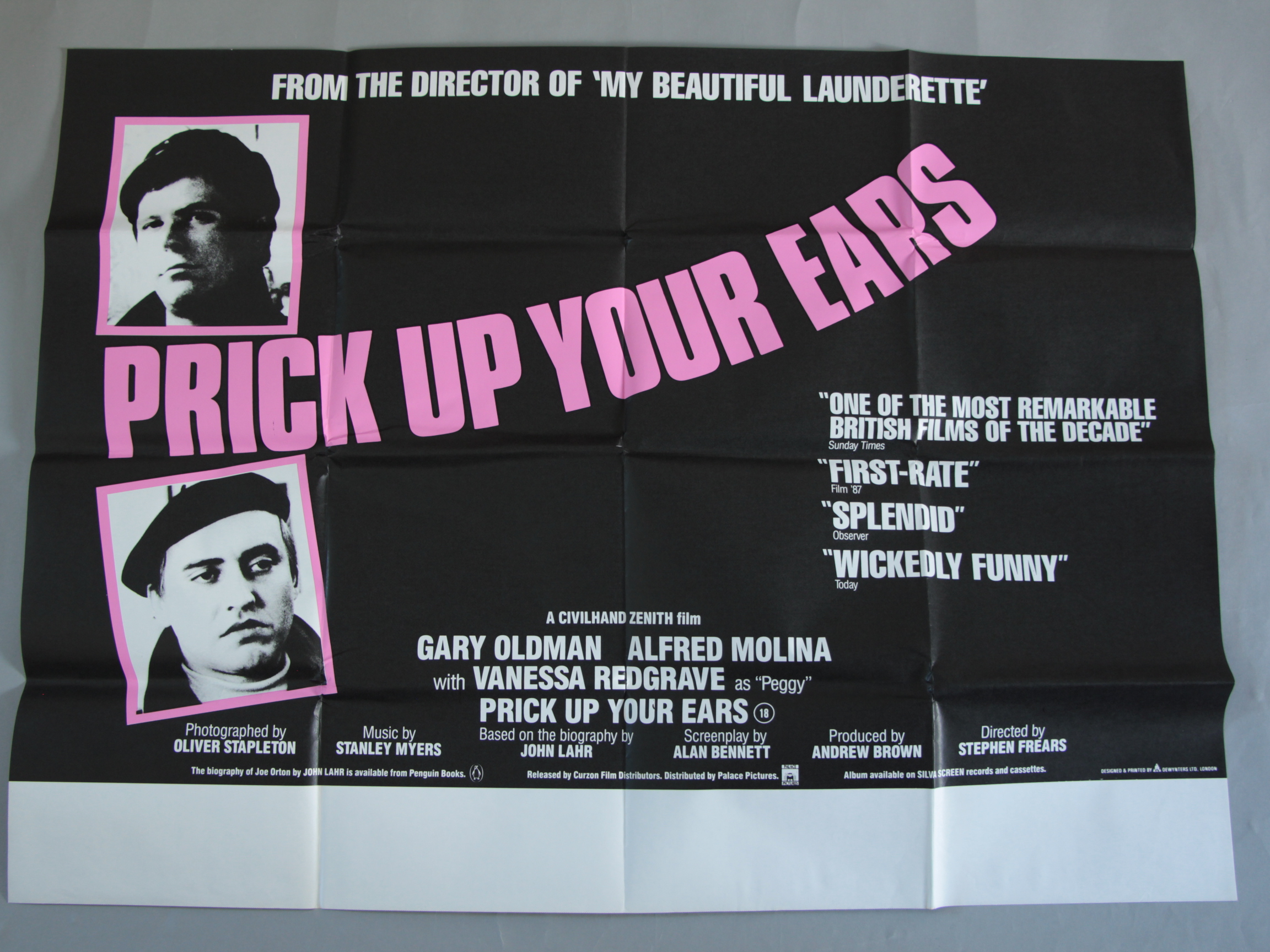 Prick Up Your Ears British Quad Film Poster 30"x40".