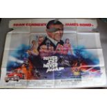 Never Say Never Again original British Quad film poster in poor condition with paper loss starring