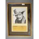 Clark Gable framed photo with signed Bank of Los Angeles cheque dated December 24th 1949 for $50.