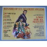 "A Man for All Seasons" British Quad film poster starring Orson Welles,
