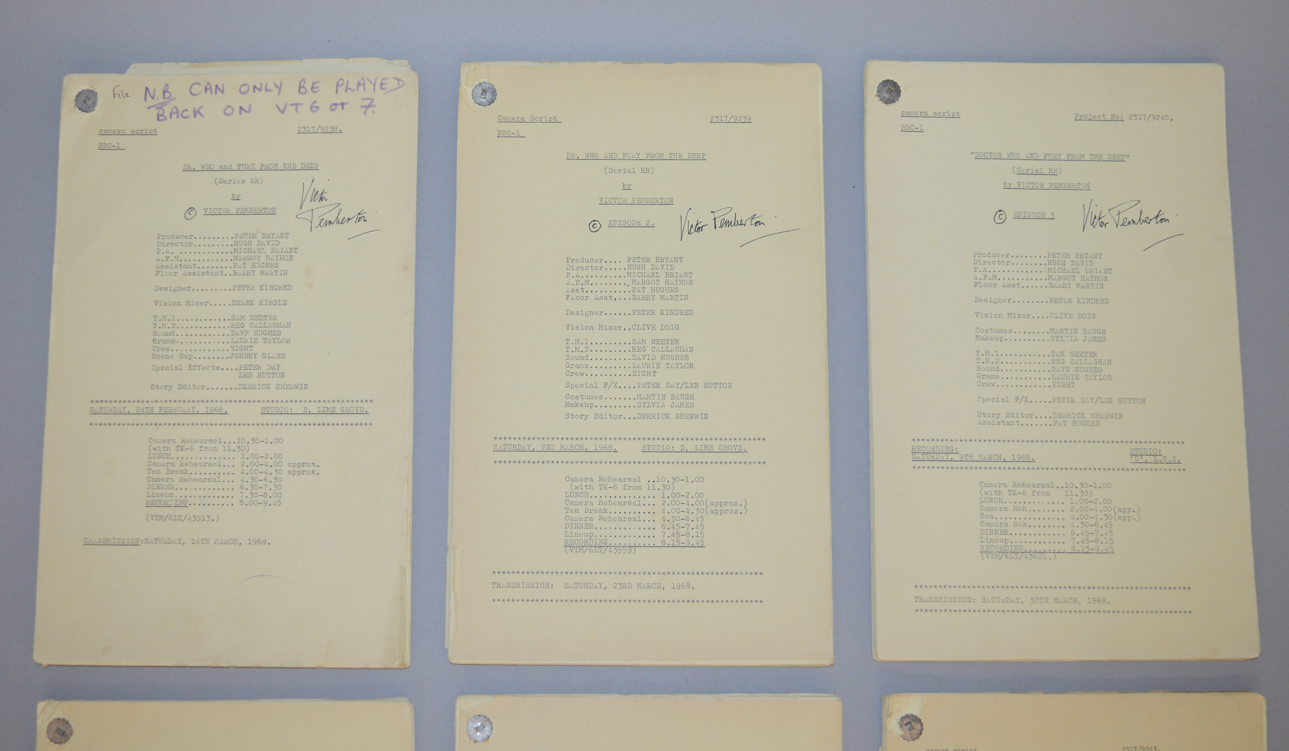 Doctor Who (Dr Who) full set of 6 original camera scripts from the missing 1968 Dr Who episode - - Image 2 of 17