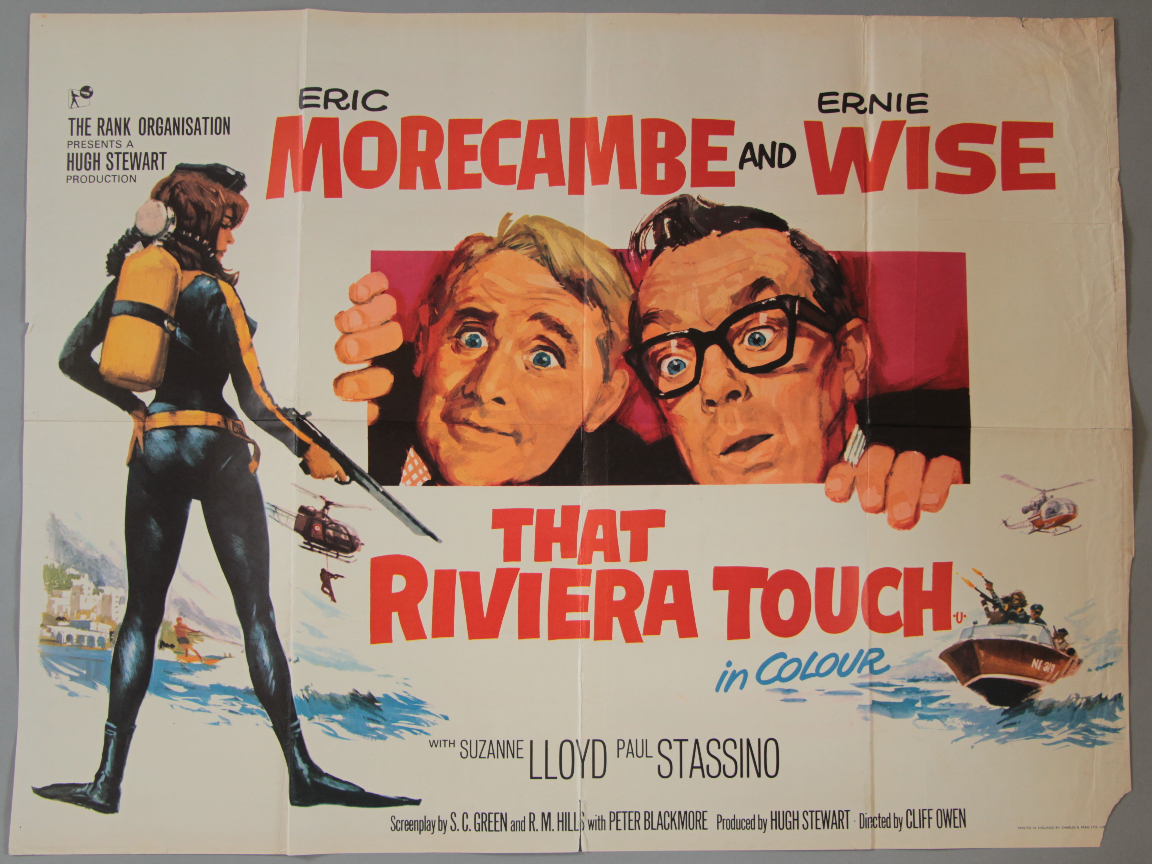 A collection of 10 British Quad film posters including Morecambe & Wise in "That Riviera Touch",